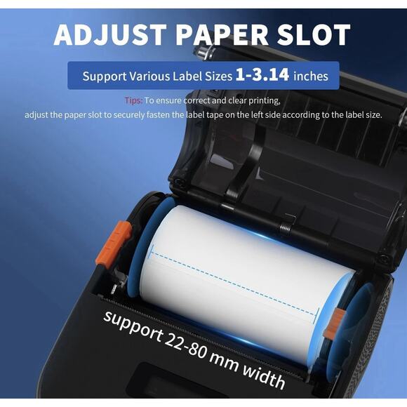 Portable 3” Thermal Label Maker Printer Bluetooth Wireless w/ Tape Barcode Ship - Picture 2 of 9
